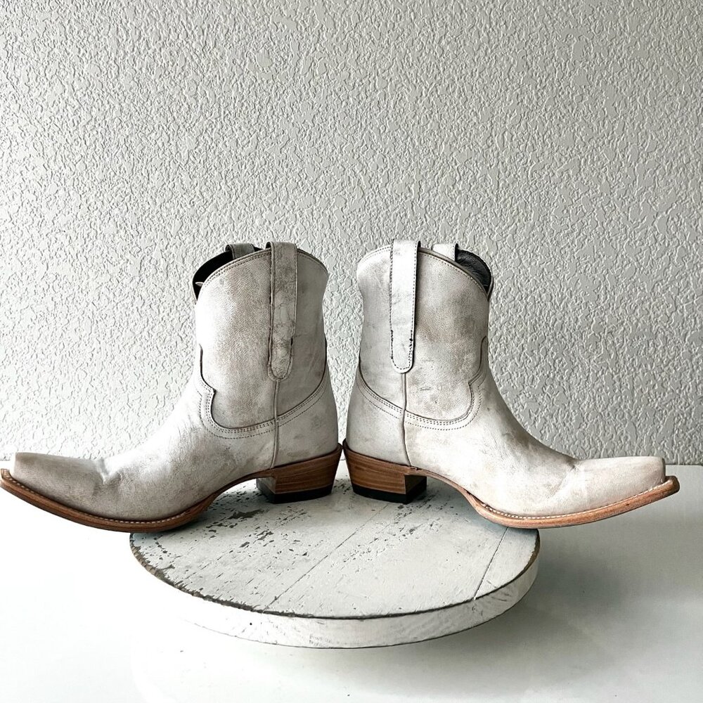 Lane EMMA JANE Womens Cowboy Booties White Western Short Ankle Boots Size 7.5 - Picture 5 of 12